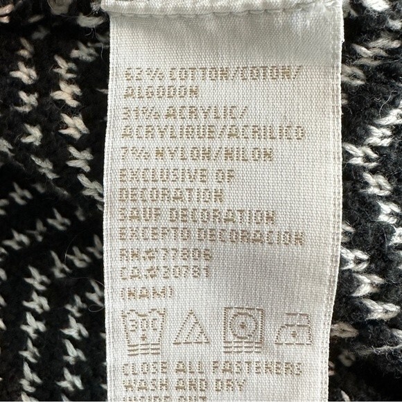 Tommy Hilfiger Black White Chevron Zipper Mock Turtleneck Sweater M - Picture 7 of 7